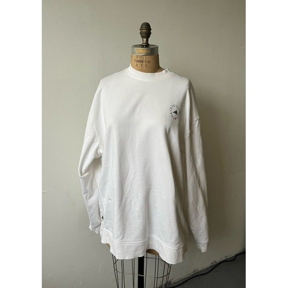 Adidas by‎ Stella McCartney White Oversized Crewneck Sweatshirt Logo Size M